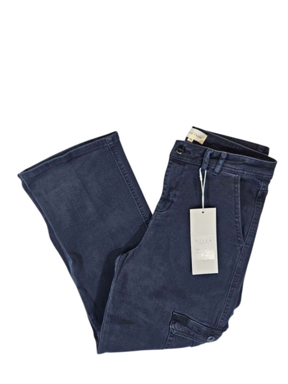 RISEN Cargo Pants Blueberry Navy Size 7/28 NWT Stretch Utility Jeans
